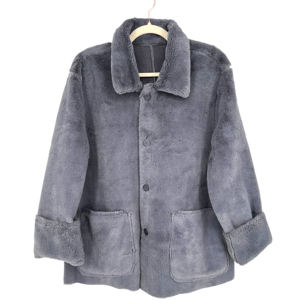 Brandon Thomas Faux Fur Reversible Jacket Gray Size XL